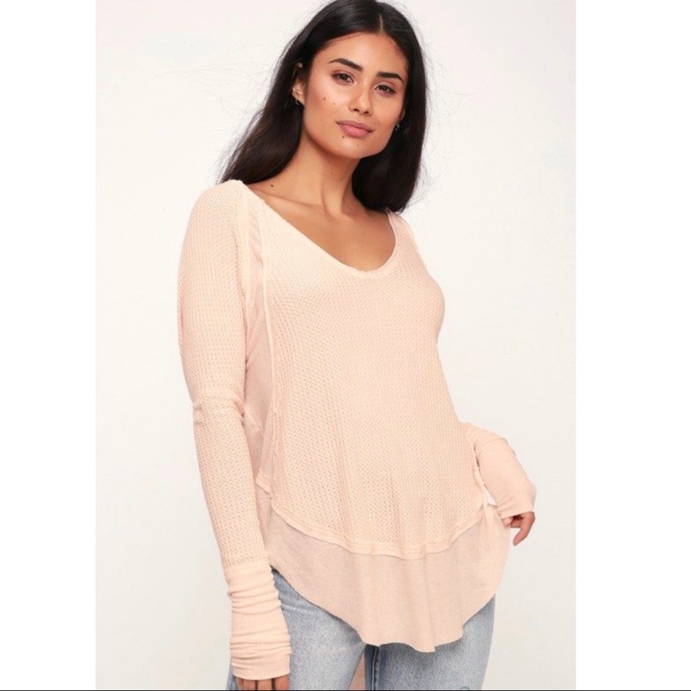 Free People Catalina Thermal Long Sleeve Top Peach